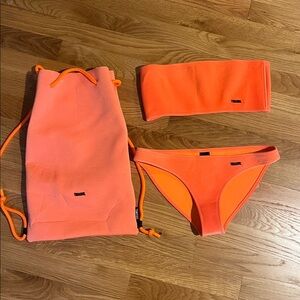Triangl Crush Velvet Neon Orange Bikini Set